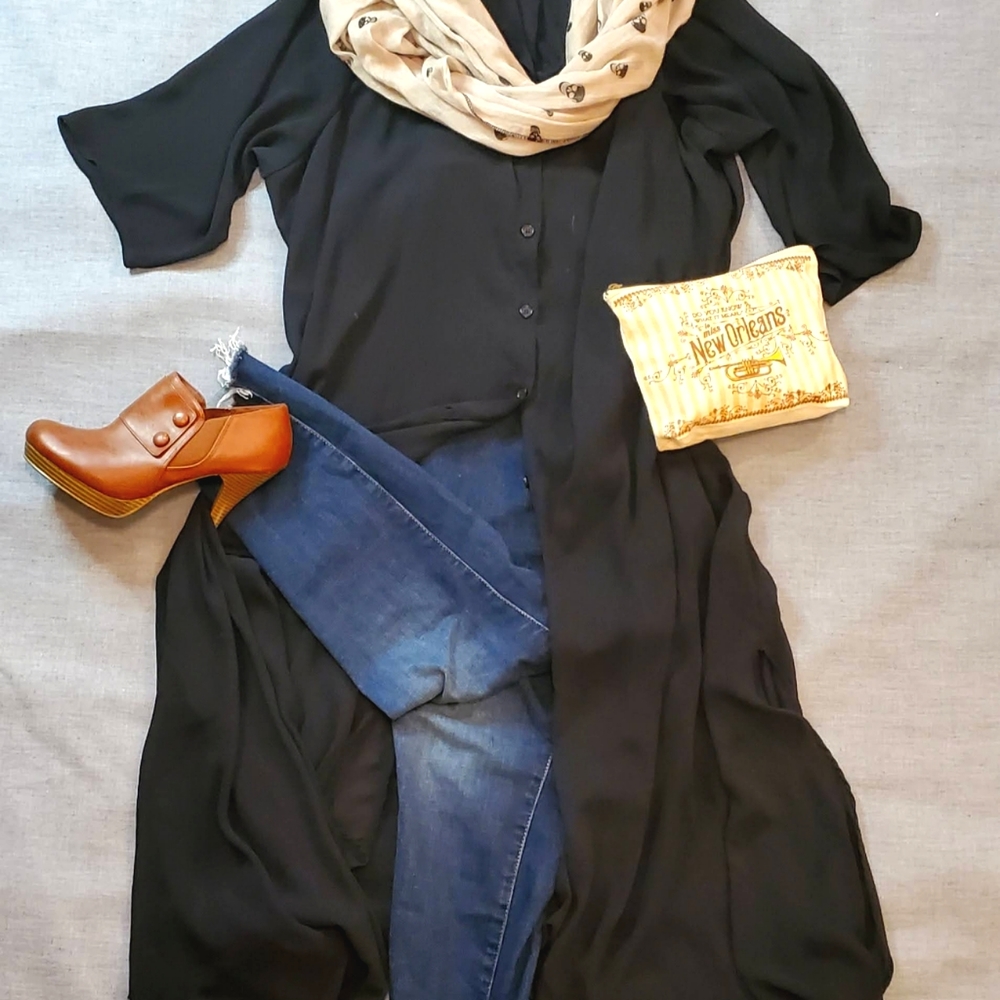 Black Floor Length Duster